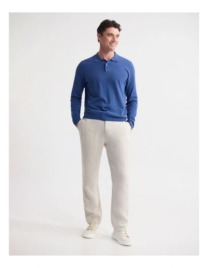 Thomas Linen Blend Polo in Blue image 3