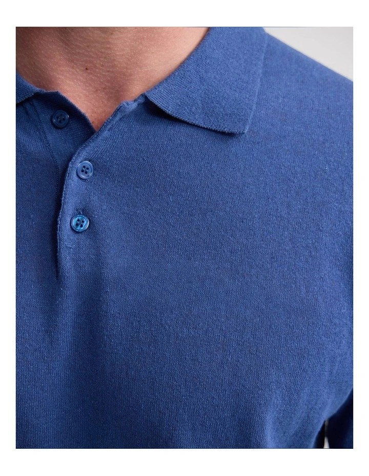 Thomas Linen Blend Polo in Blue image 6