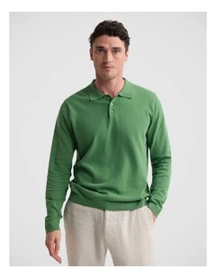 Thomas Linen Blend Polo in Green