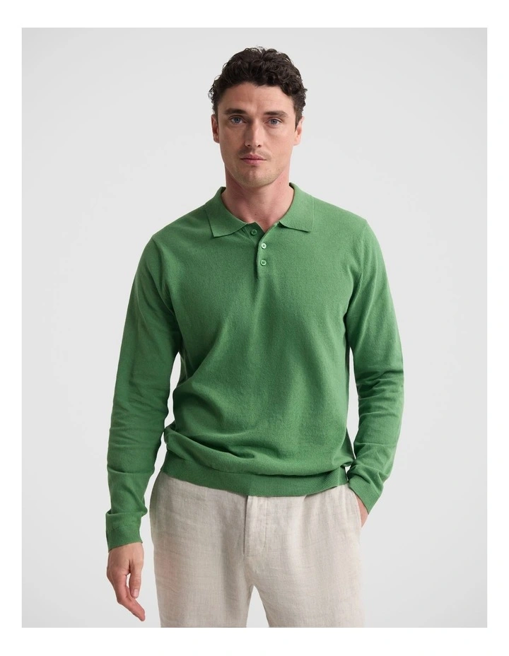 Thomas Linen Blend Polo in Green image 1