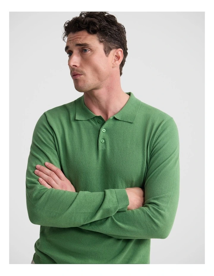 Thomas Linen Blend Polo in Green image 5