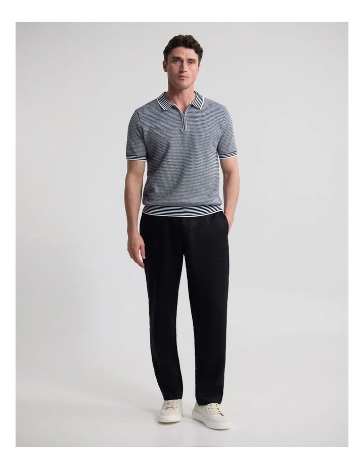 Erik Zip Polo in Navy/Ecru image 3