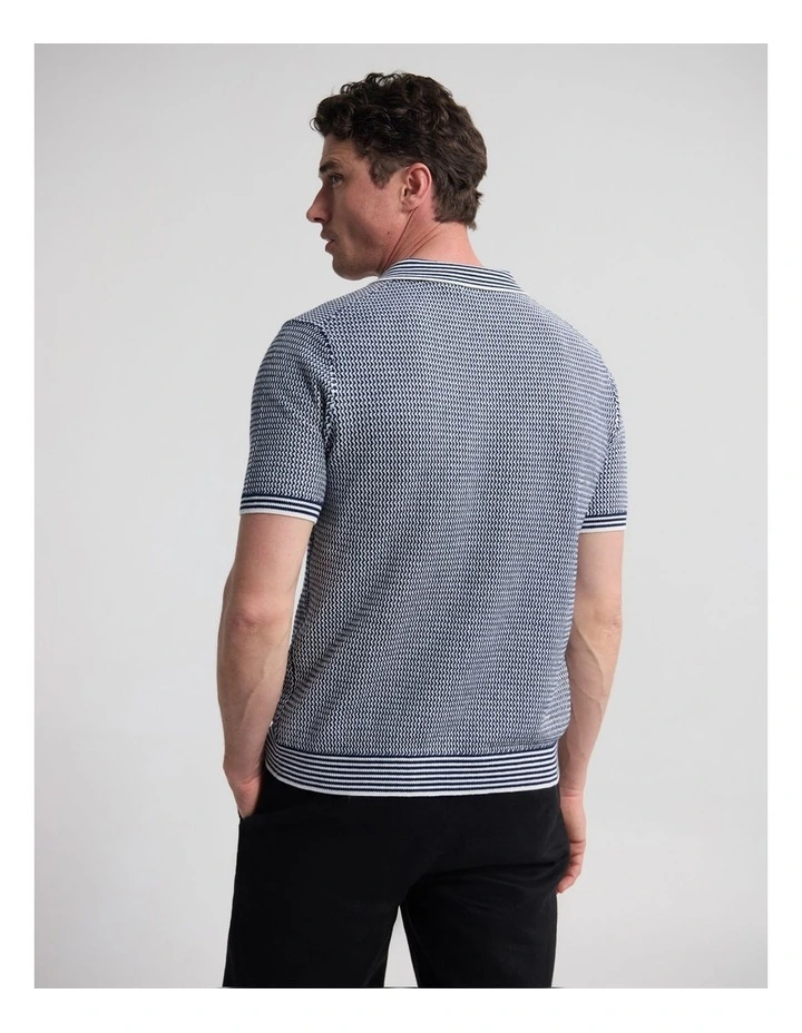 Erik Zip Polo in Navy/Ecru image 4