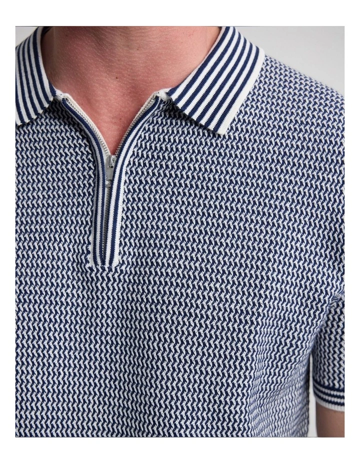 Erik Zip Polo in Navy/Ecru image 6