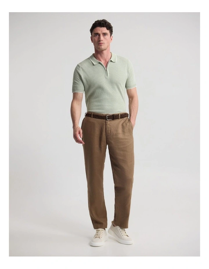 Erik Zip Polo in Green/Ecru image 3