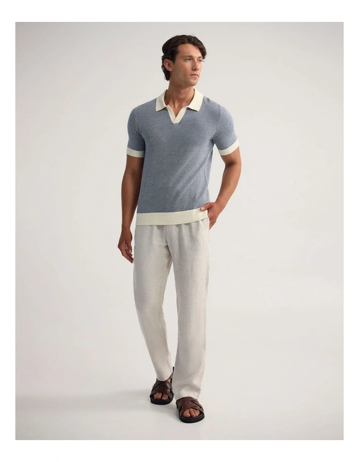 Gibson Cotton Polo in Blue/Ecru image 5