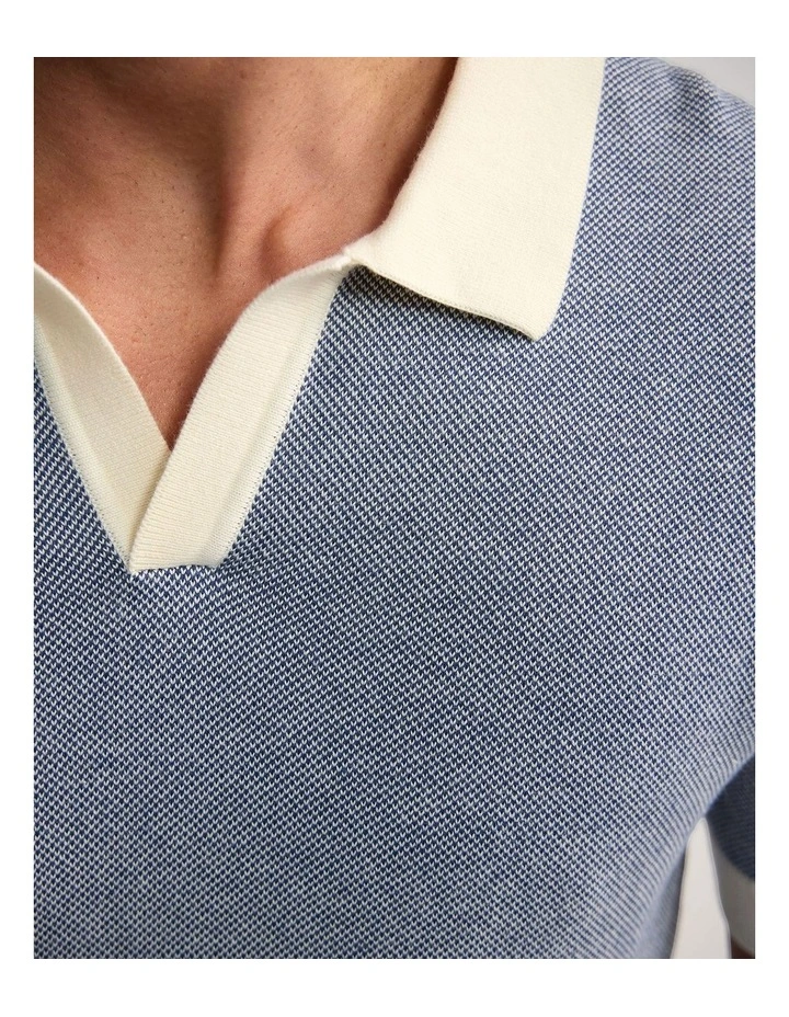 Gibson Cotton Polo in Blue/Ecru image 6