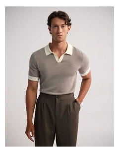 Gibson Cotton Polo in Mocha/Ecru
