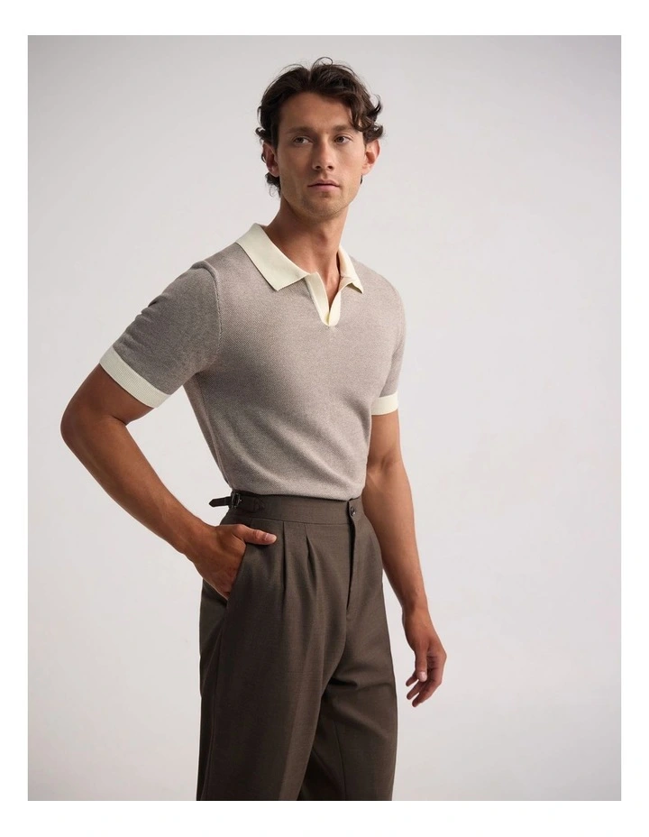 Gibson Cotton Polo in Mocha/Ecru image 3