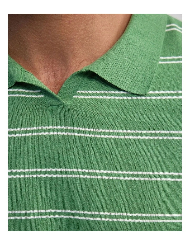 Basey Linen Blend Striped Polo in Green image 6