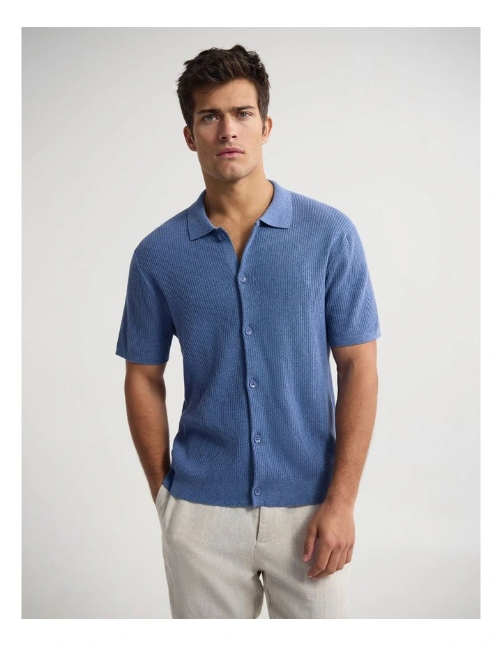 Atlas Button Front Knit in Blue image 1