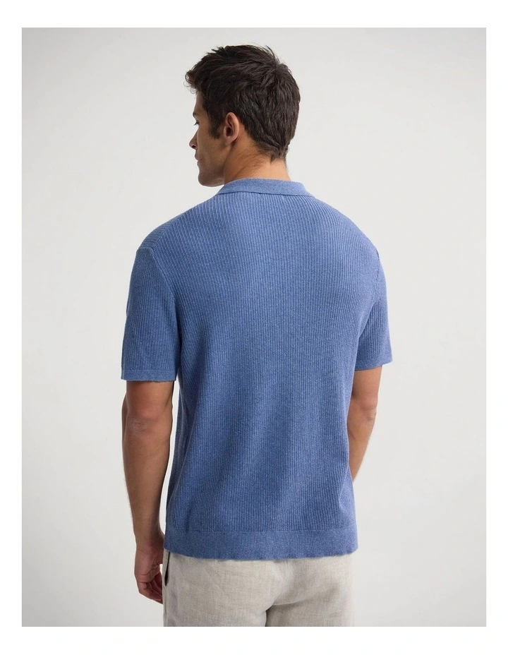 Atlas Button Front Knit in Blue image 2