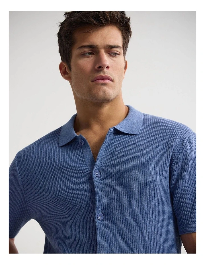 Atlas Button Front Knit in Blue image 4