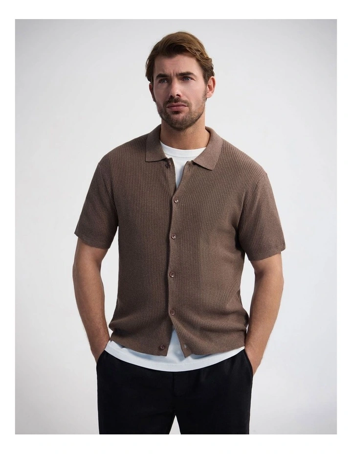Atlas Button Front Knit in Mocha image 1