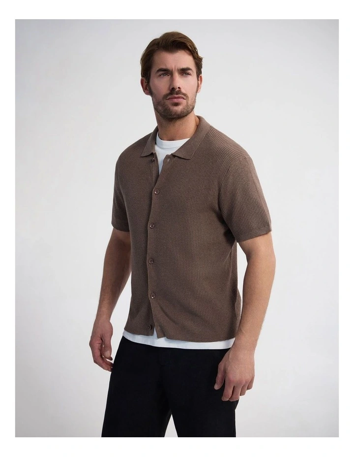 Atlas Button Front Knit in Mocha image 3