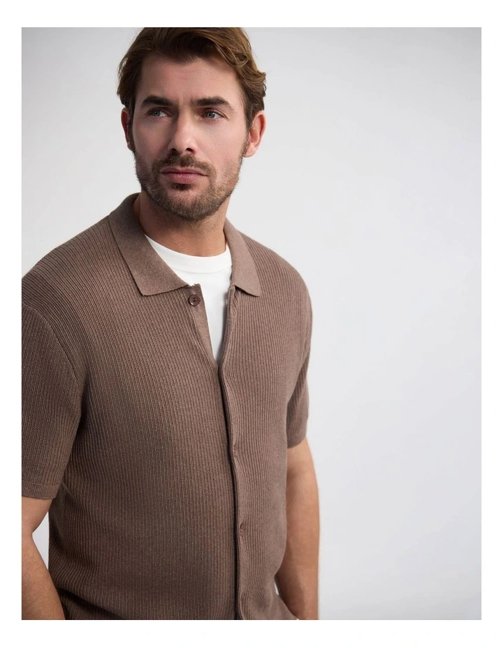 Atlas Button Front Knit in Mocha image 4