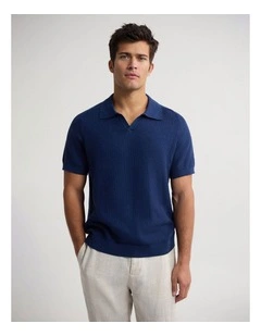 Marc Ribbed Polo in Navy