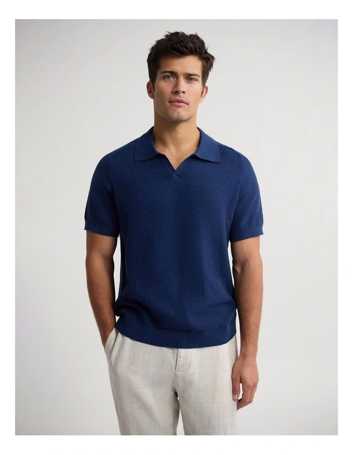 Marc Ribbed Polo in Navy image 1