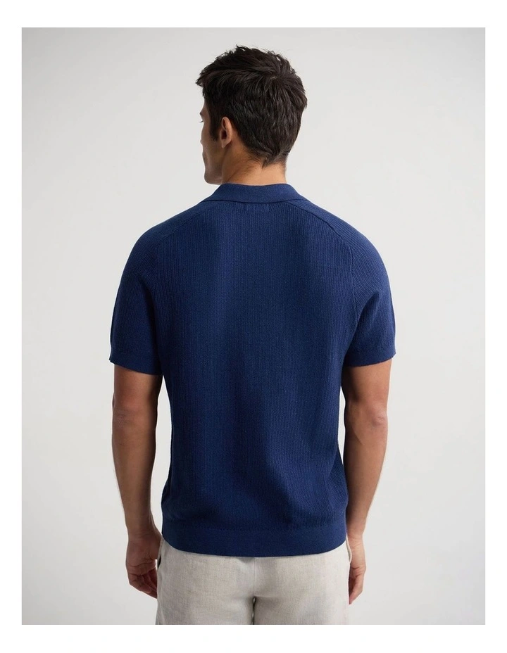 Marc Ribbed Polo in Navy image 2