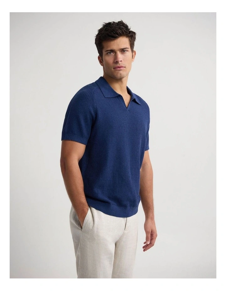 Marc Ribbed Polo in Navy image 3