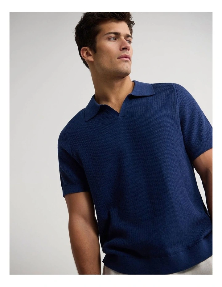 Marc Ribbed Polo in Navy image 4