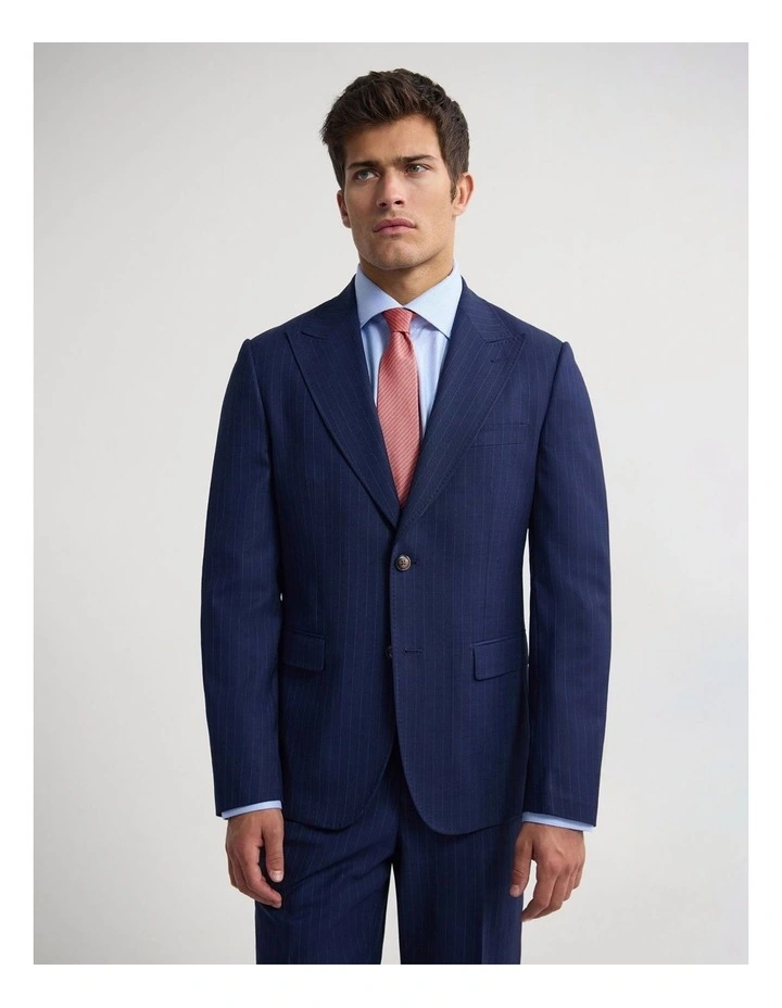 Byron Wool Stripe Suit Jacket in Navy Pinstripe image 1
