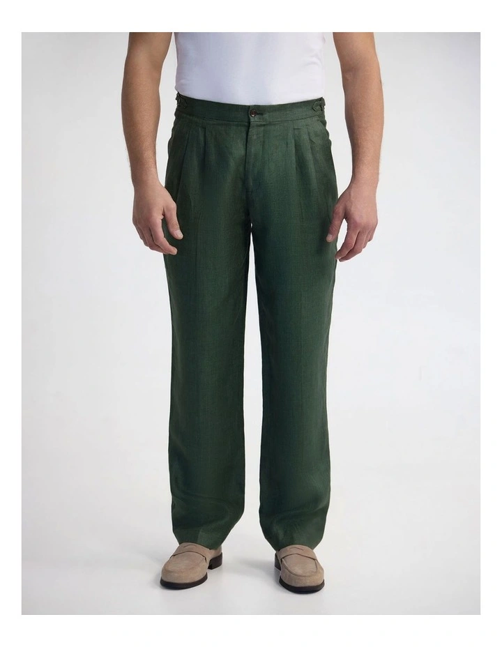 Christopher Linen Trousers in Green image 1