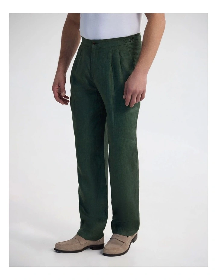 Christopher Linen Trousers in Green image 3