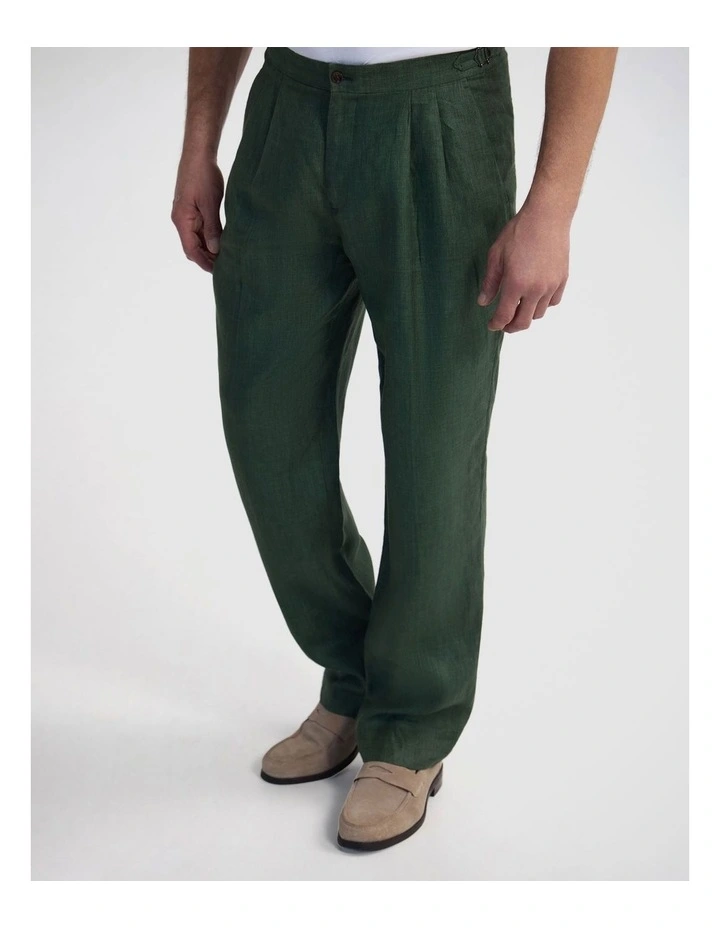 Christopher Linen Trousers in Green image 4