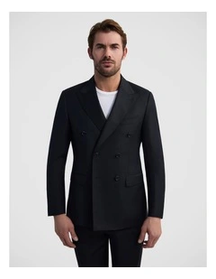 Hardy Double Breast Wool Jacket in Black