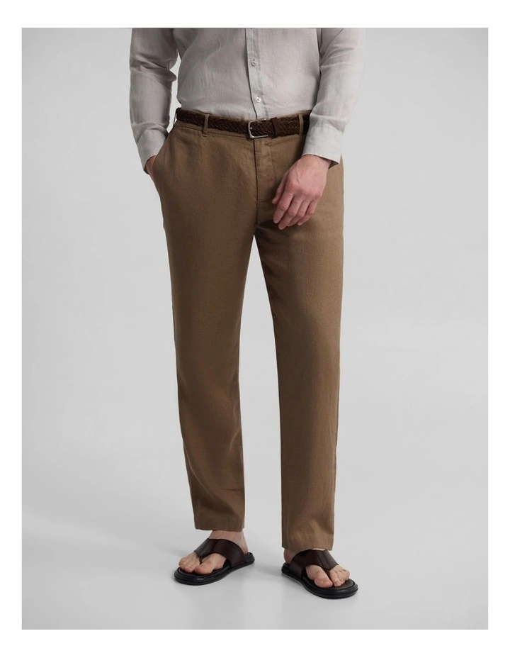 Pedro French Linen Button Pant in Sand image 1