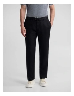 Pedro French Linen Button Pant in Black
