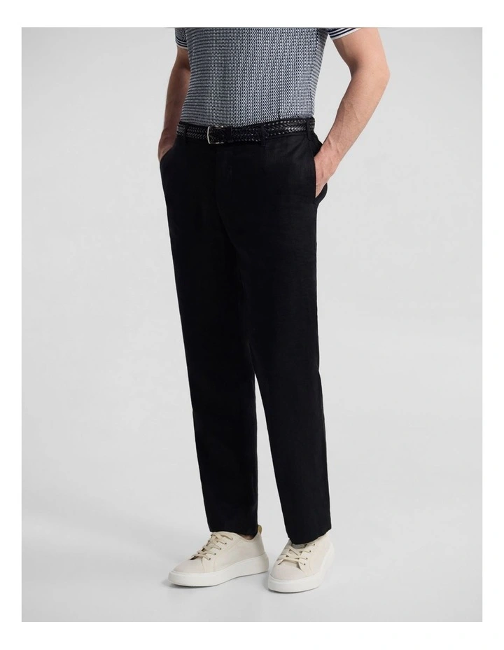 Pedro French Linen Button Pant in Black image 2