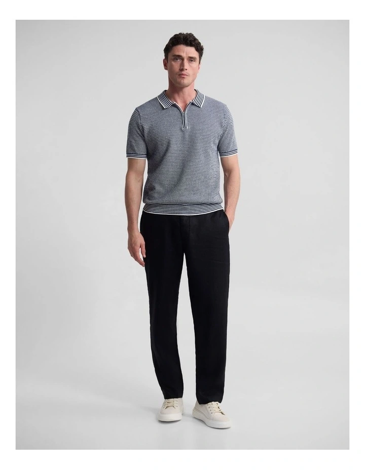 Pedro French Linen Button Pant in Black image 4