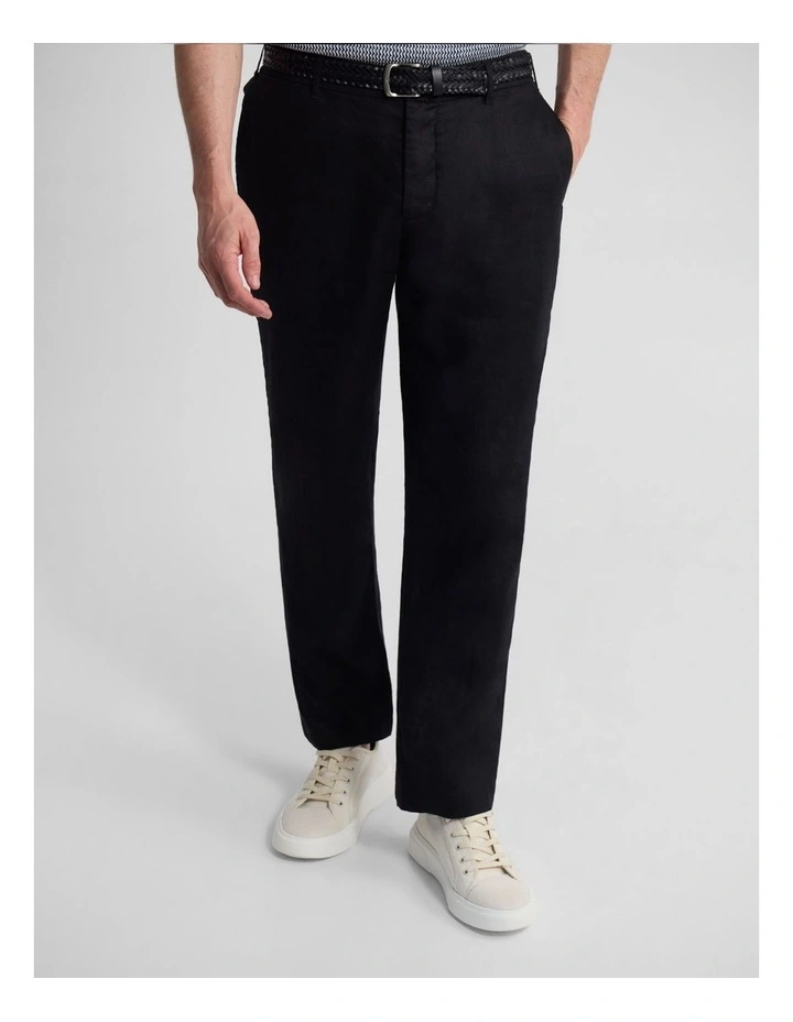 Pedro French Linen Button Pant in Black image 5