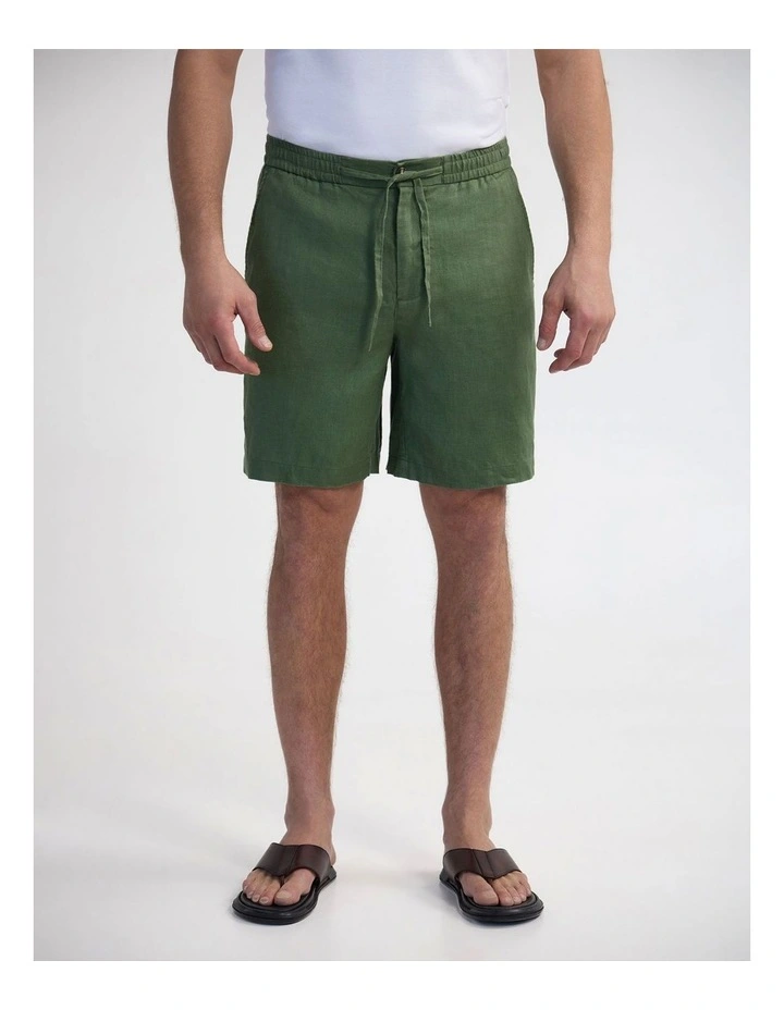 Carlos French Linen Shorts in Olive image 1