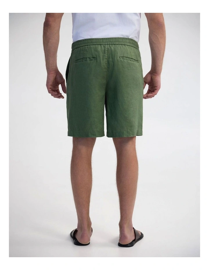 Carlos French Linen Shorts in Olive image 2
