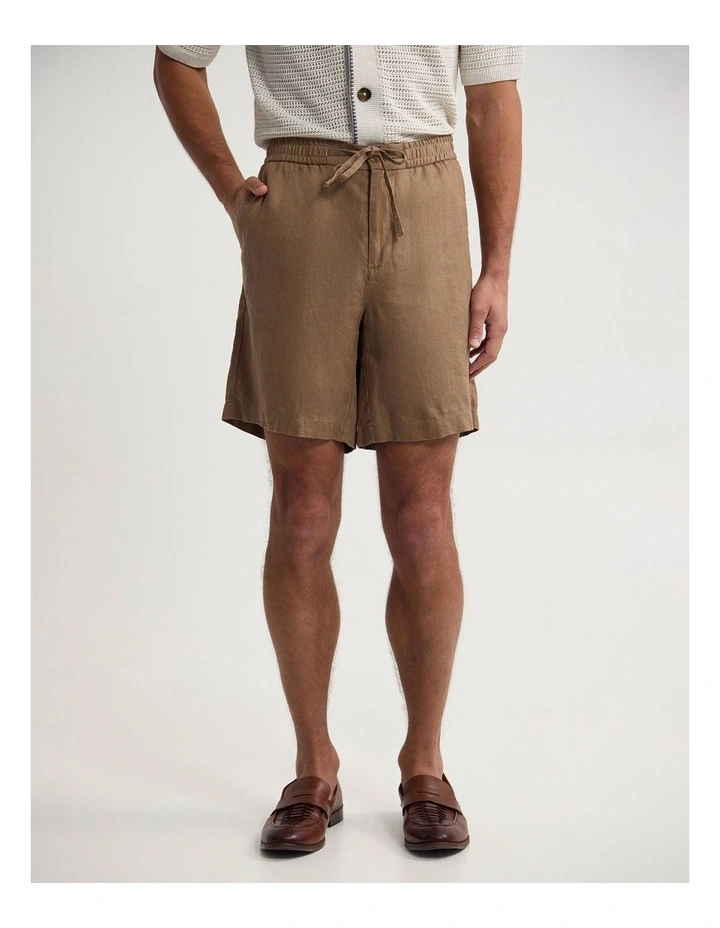 Carlos French Linen Shorts in Sand image 1