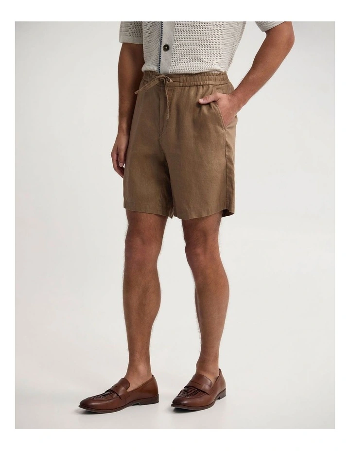 Carlos French Linen Shorts in Sand image 3