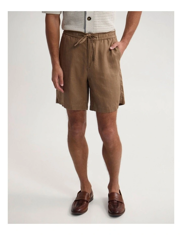 Carlos French Linen Shorts in Sand image 4