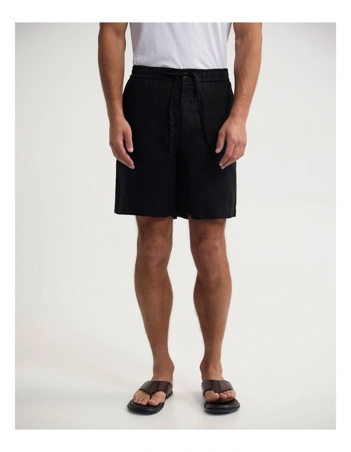 Carlos French Linen Shorts in Black image 1