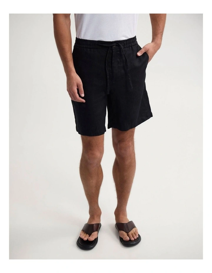 Carlos French Linen Shorts in Black image 4