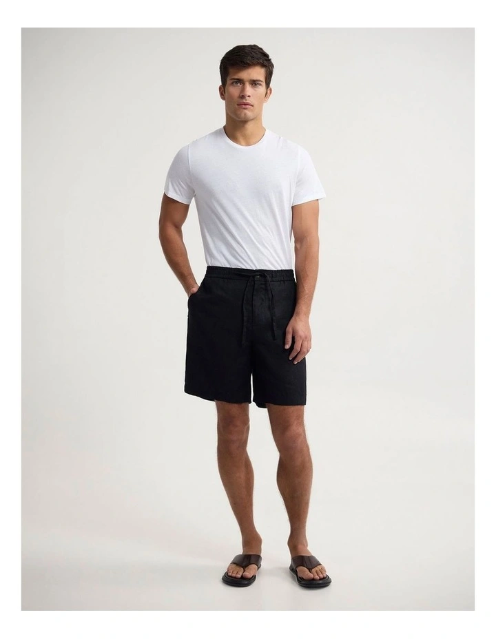 Carlos French Linen Shorts in Black image 5