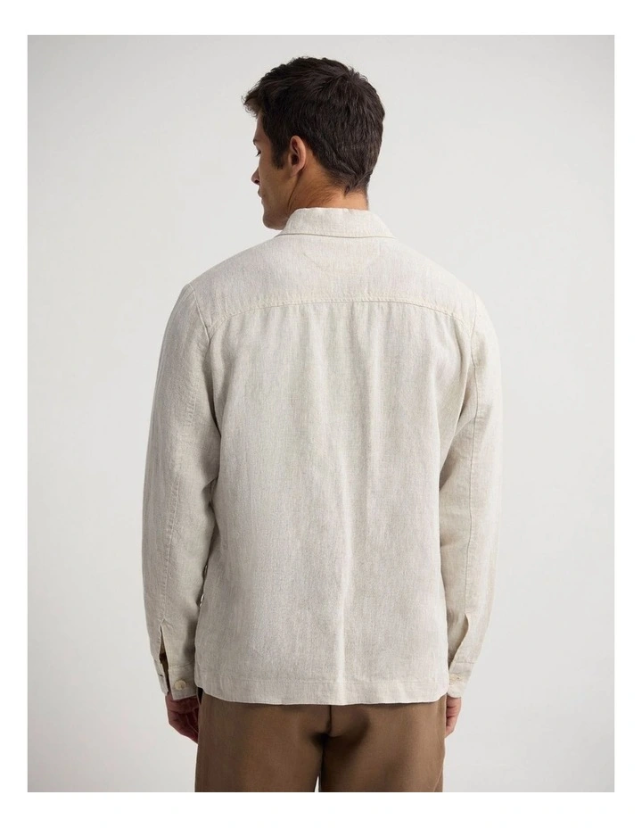 Adem French Linen Zip Bomber in Natural image 2