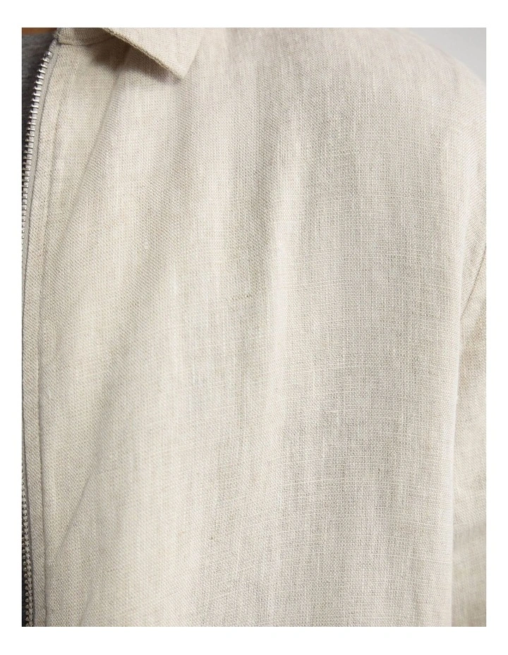 Adem French Linen Zip Bomber in Natural image 6