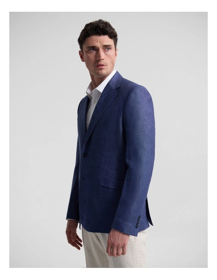 Blake Linen Blazer in Navy image 2