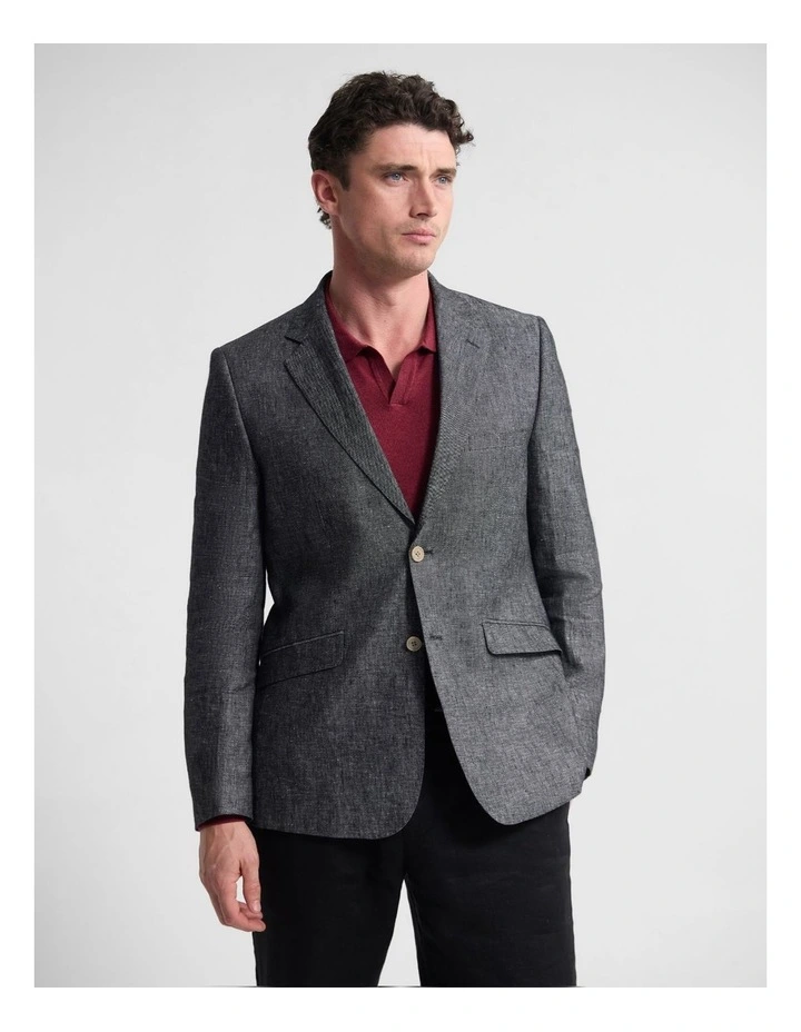 Blake Linen Blazer in Charcoal image 1