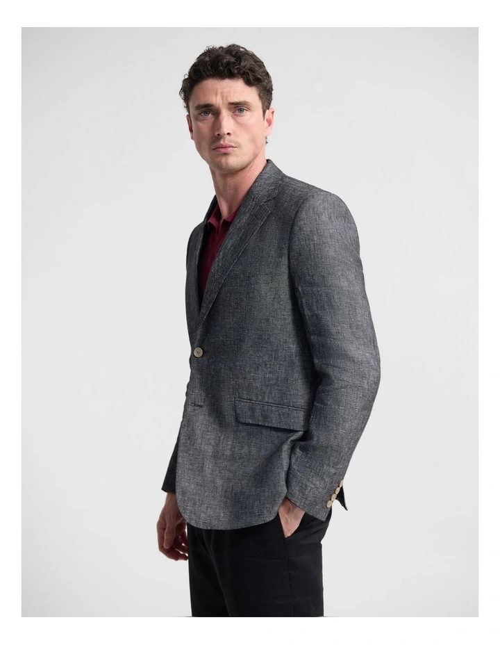 Blake Linen Blazer in Charcoal image 2
