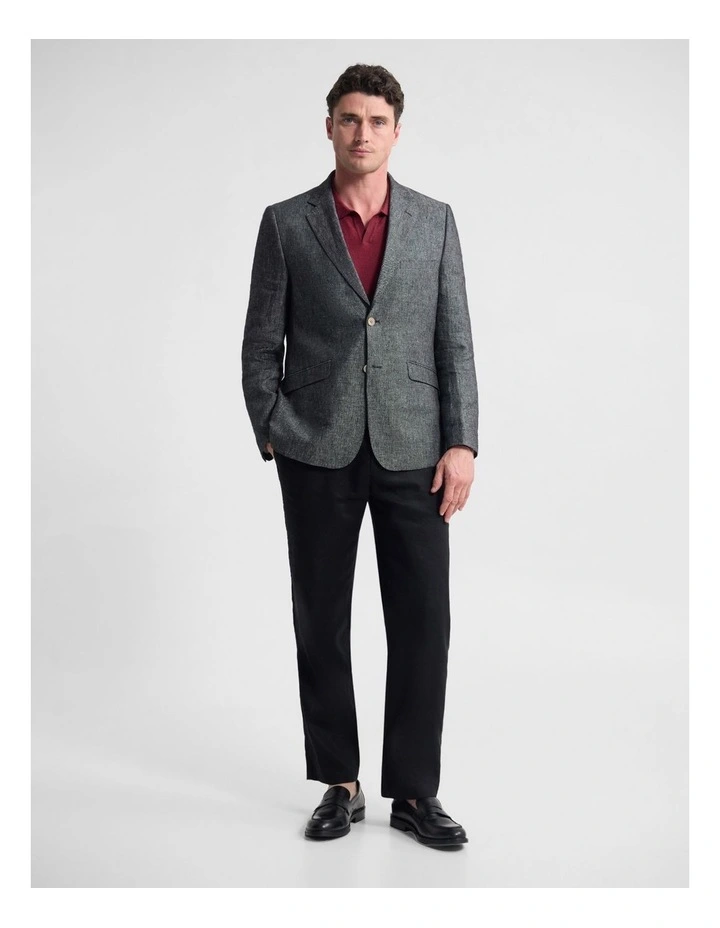 Blake Linen Blazer in Charcoal image 4