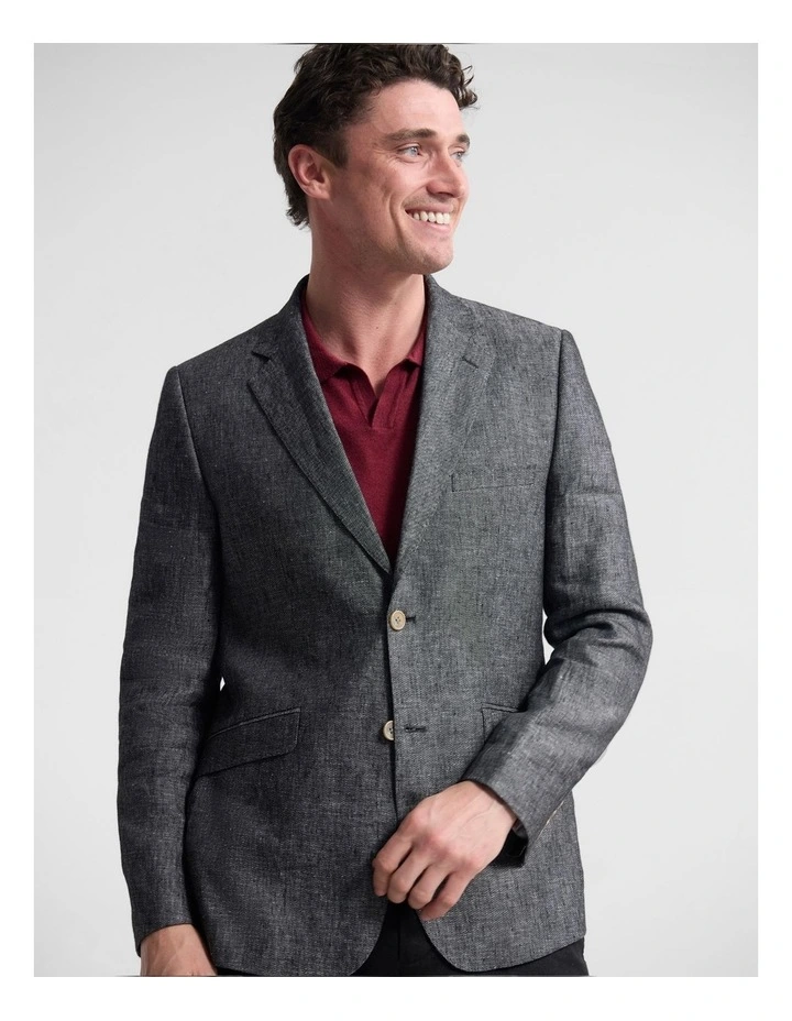 Blake Linen Blazer in Charcoal image 5